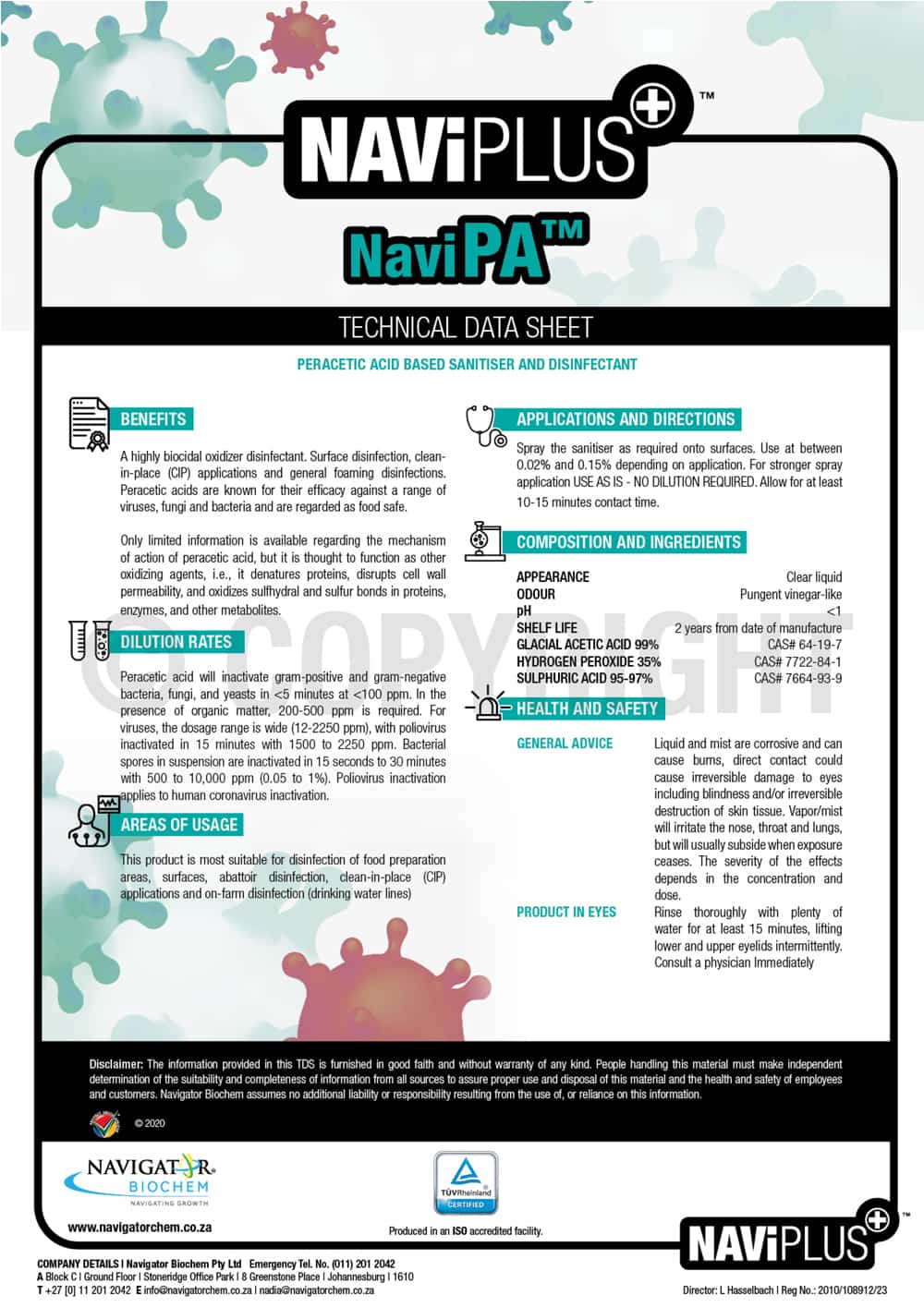 Peracetic acid based sanitiser and disinfectant